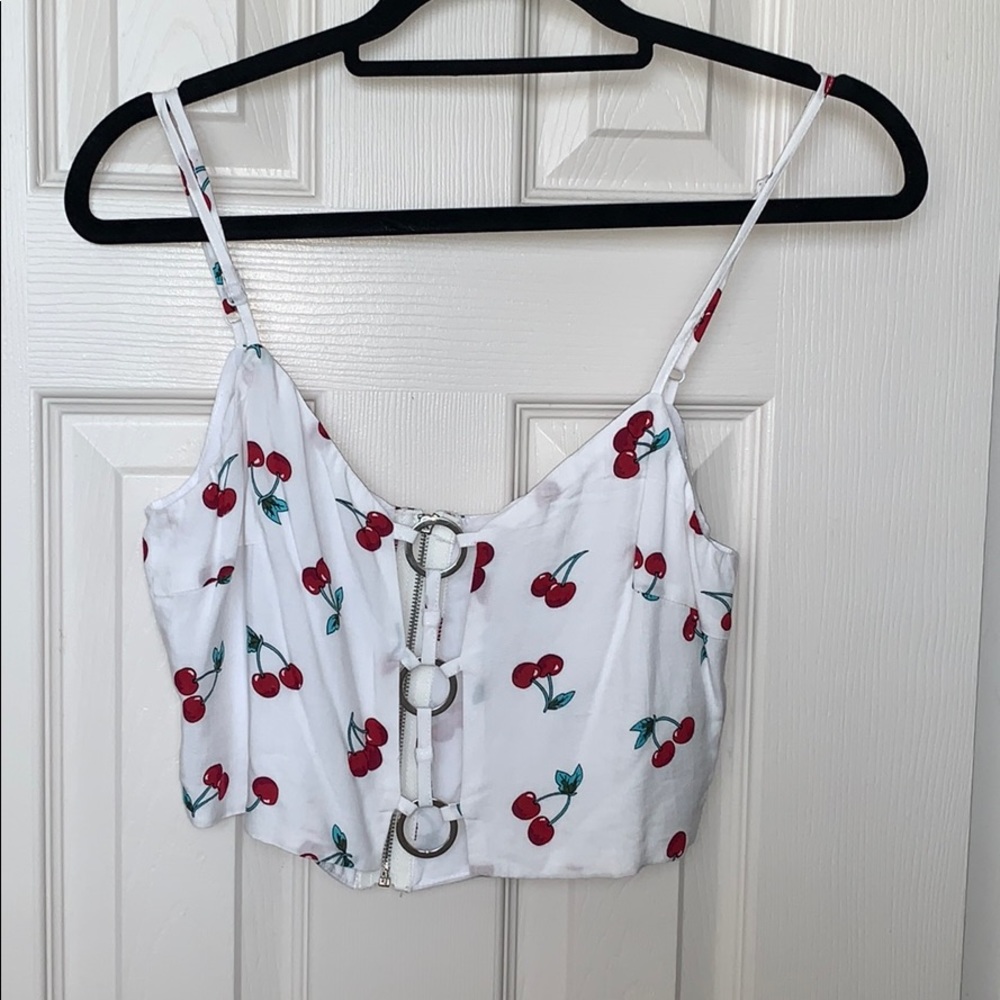 LF | Millau Cherry Print O-ring crop top - Picture 1 of 5